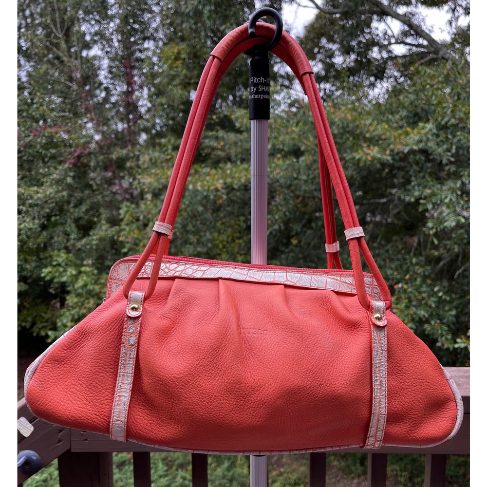 Petusco Designer Shoulder Handbag Leather Faux Croc Made in Spain